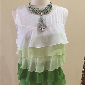 Green Ombré Tiered Tank Top S
